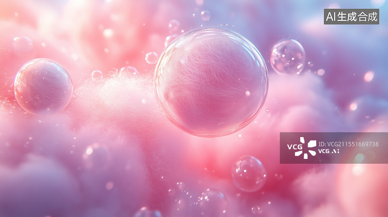 【AI数字艺术】彩色背景下的气泡球体图片素材
