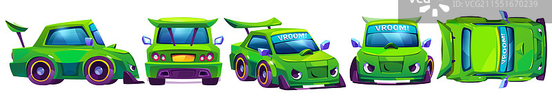 儿童赛车卡通角色套装图片素材