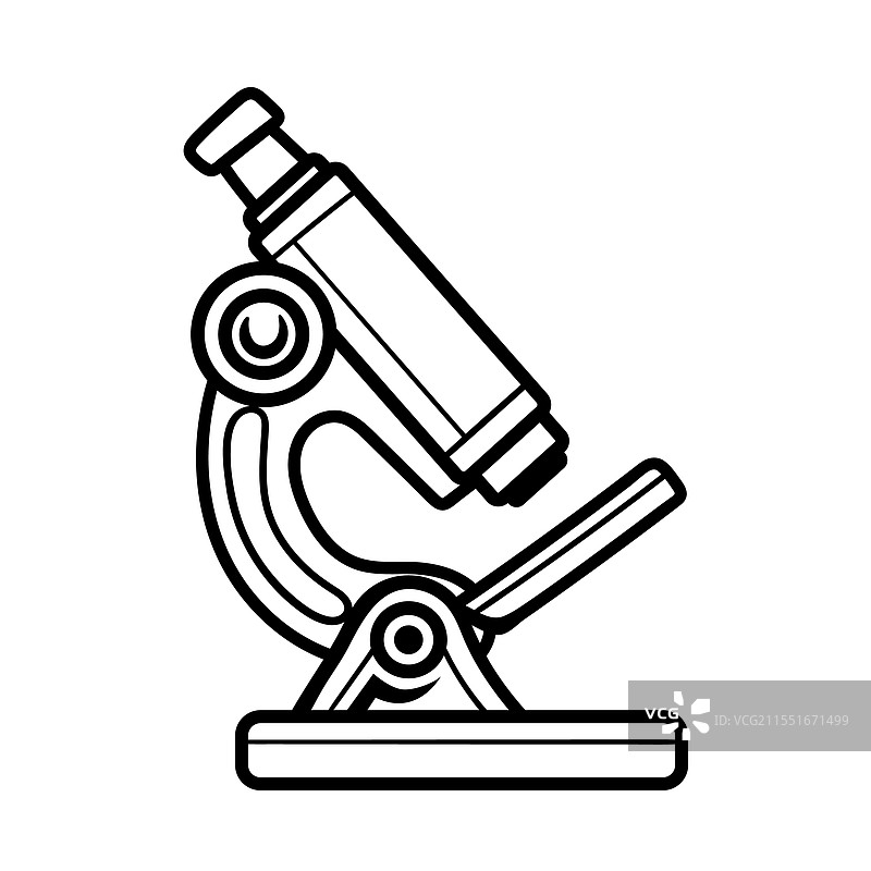 显微镜卡通图，孤立的线条风格绘画图片素材