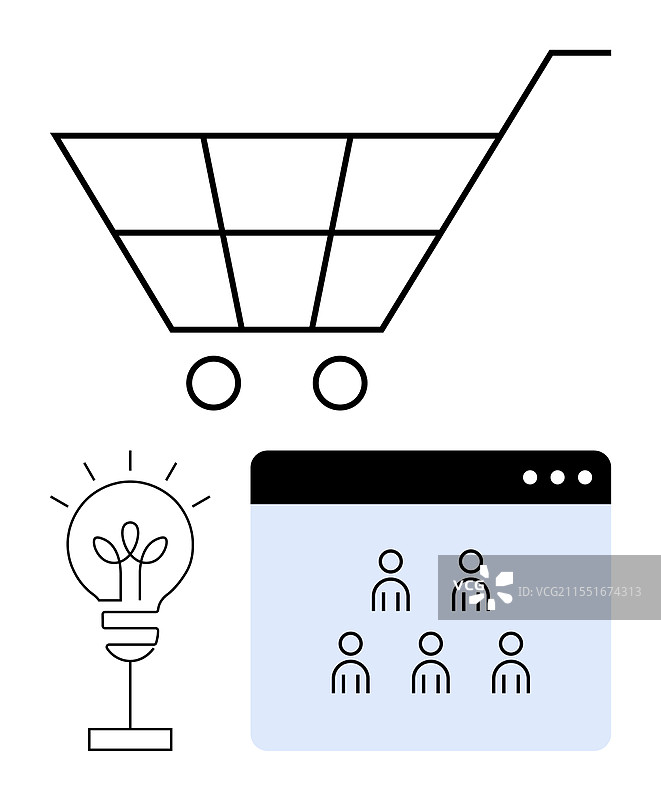 在线购物车数字创意与团队图片素材