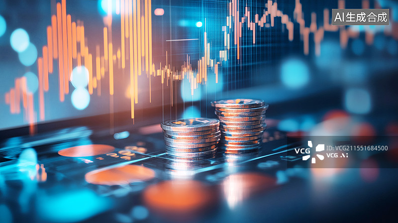 【AI数字艺术】AIGC：股市数据金币货币，金融理财投资类背景图片素材