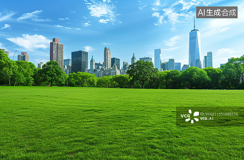 【AI数字艺术】城市和草坪图片素材