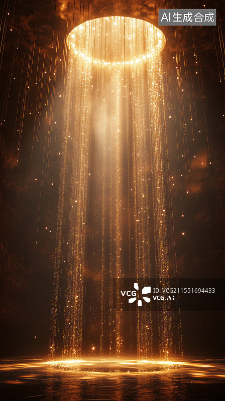 【AI数字艺术】黄色光效发光科技场景图片素材