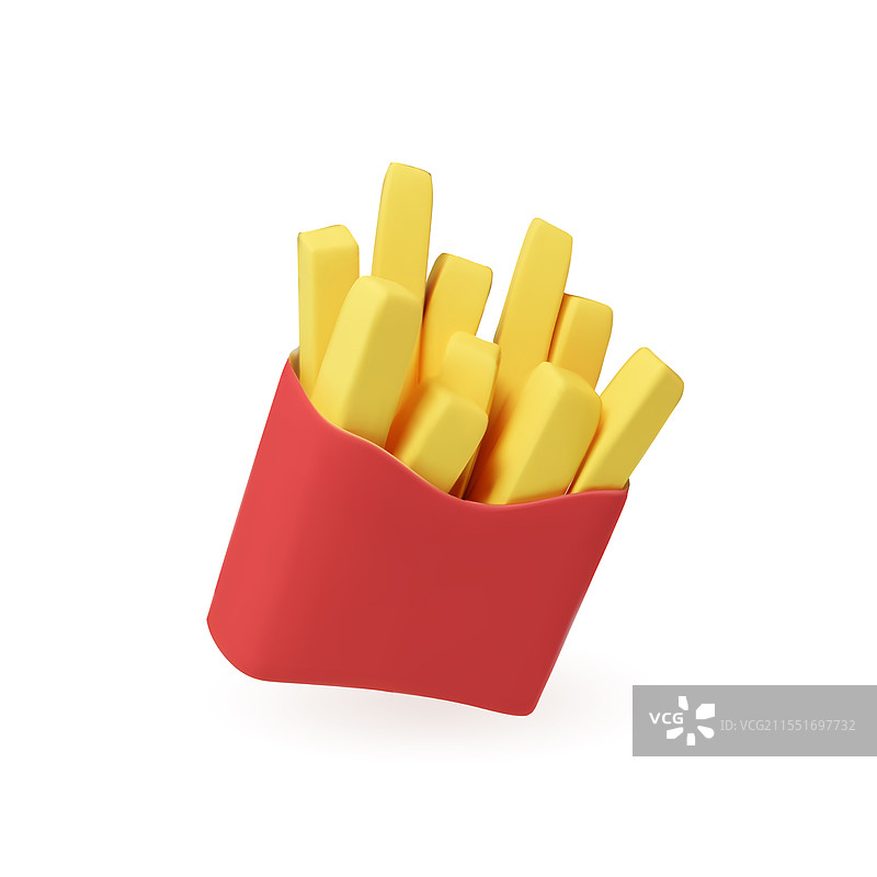 红色纸袋中的薯条孤立摆放图片素材