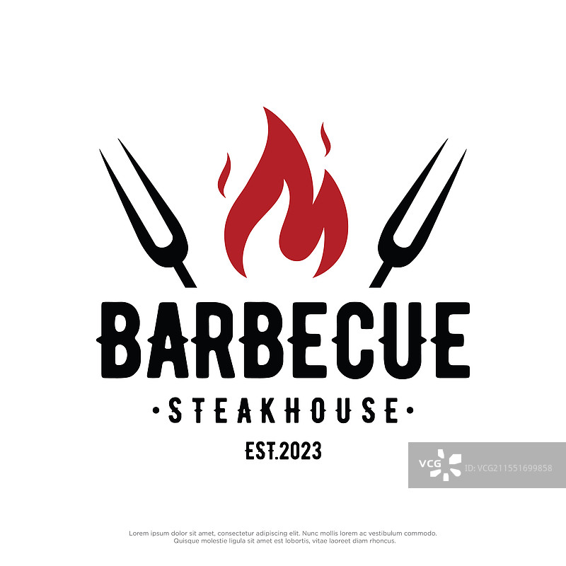 复古风格的烧烤热烤架排版logo模板图片素材