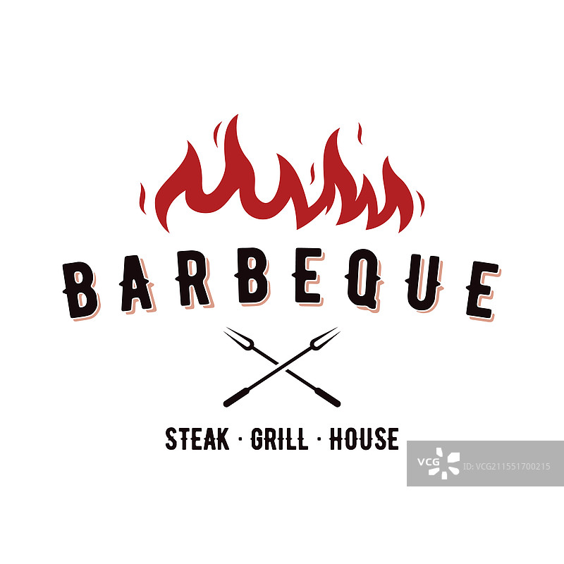复古风格的烧烤热烤架排版logo模板图片素材
