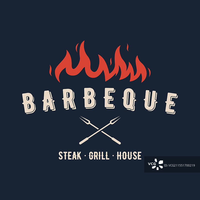 复古风格的烧烤热烤架排版logo模板图片素材