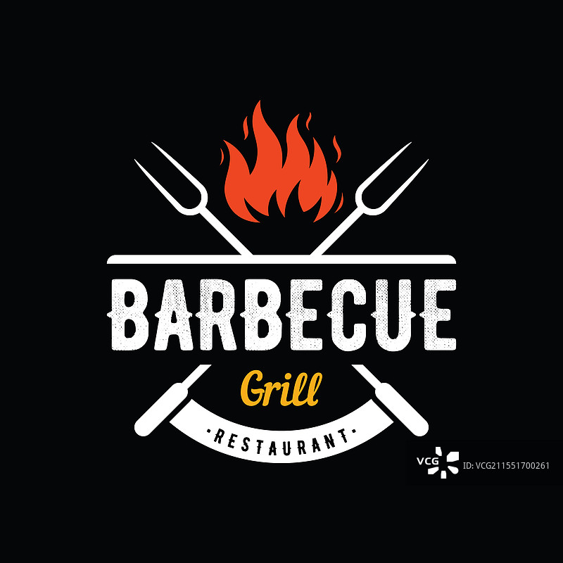 复古风格的烧烤热烤架排版logo模板图片素材