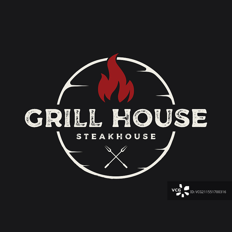 复古风格的烧烤热烤架排版logo模板图片素材