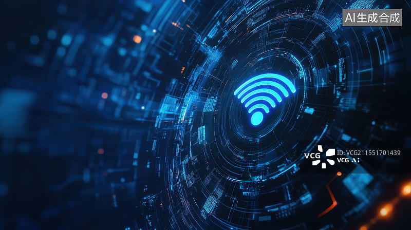 【AI数字艺术】无线技术WIFI路由器信号等级图标图片素材
