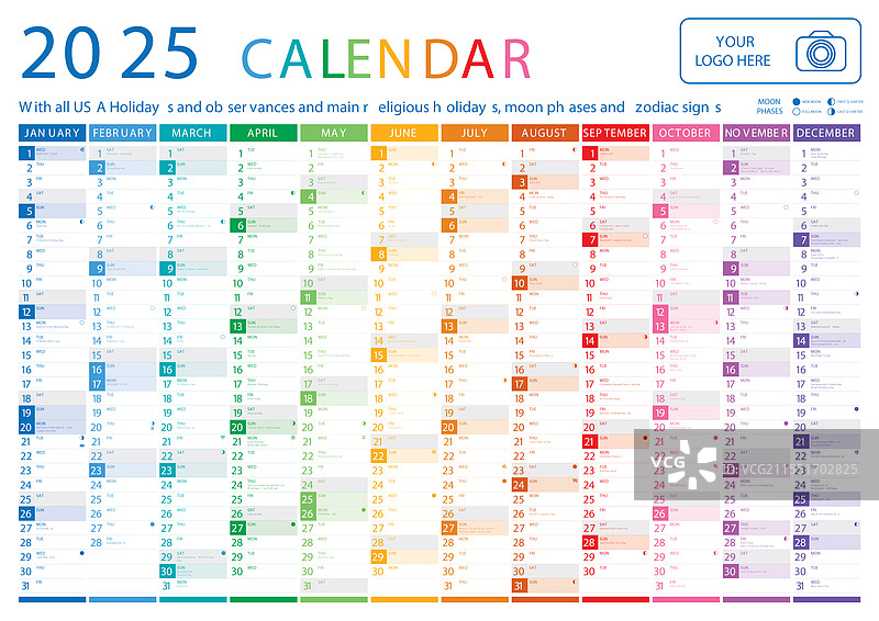 2025年日历 - 模板样本图片素材