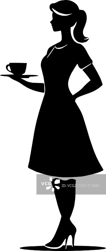 女服务员在端咖啡图片素材