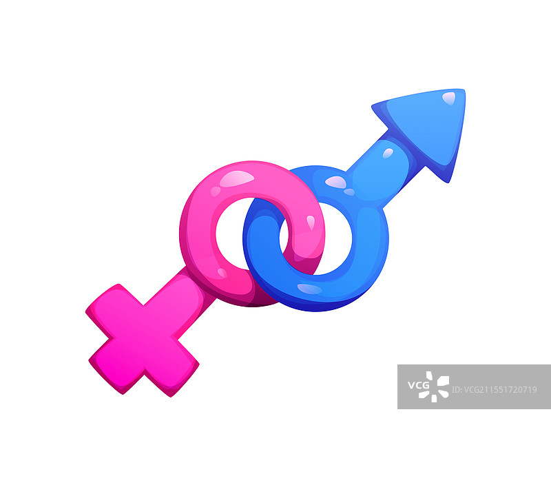卡通风格的交织男女性别符号图片素材