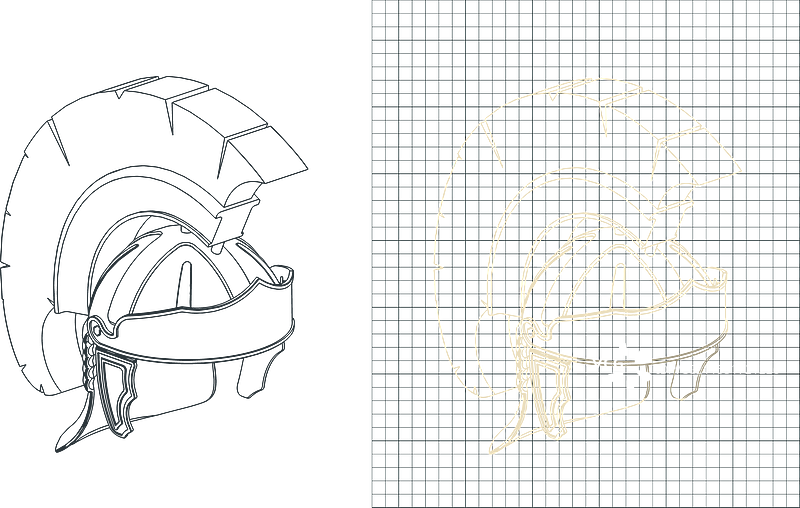 罗马军团士兵头盔等轴测蓝图图片素材