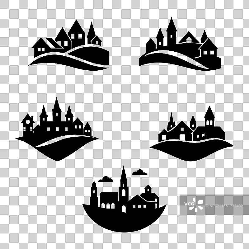 小村庄社区艺术剪影艺术图片素材