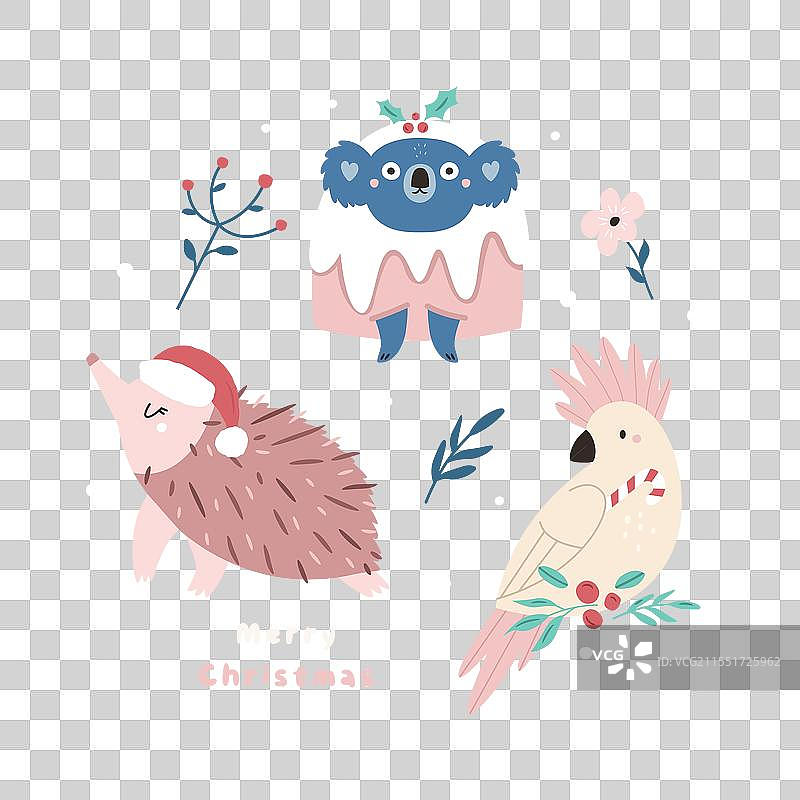 带有针鼹的澳大利亚圣诞贺卡图片素材