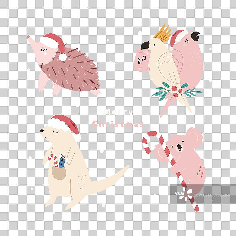 带有针鼹的澳大利亚圣诞贺卡图片素材