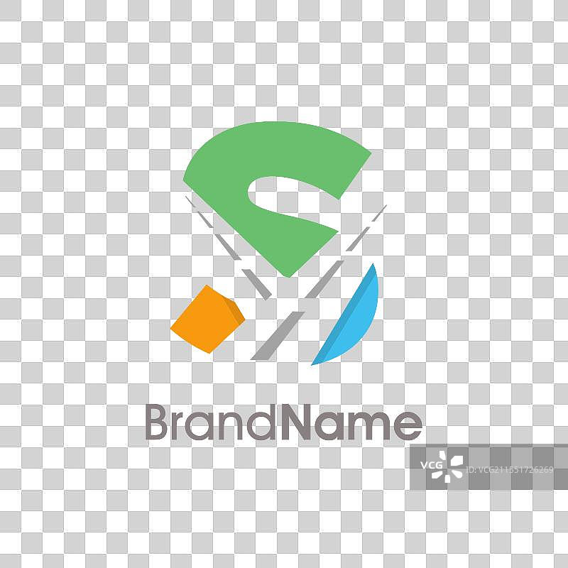 简单而色彩丰富的字母S双车道标志图片素材