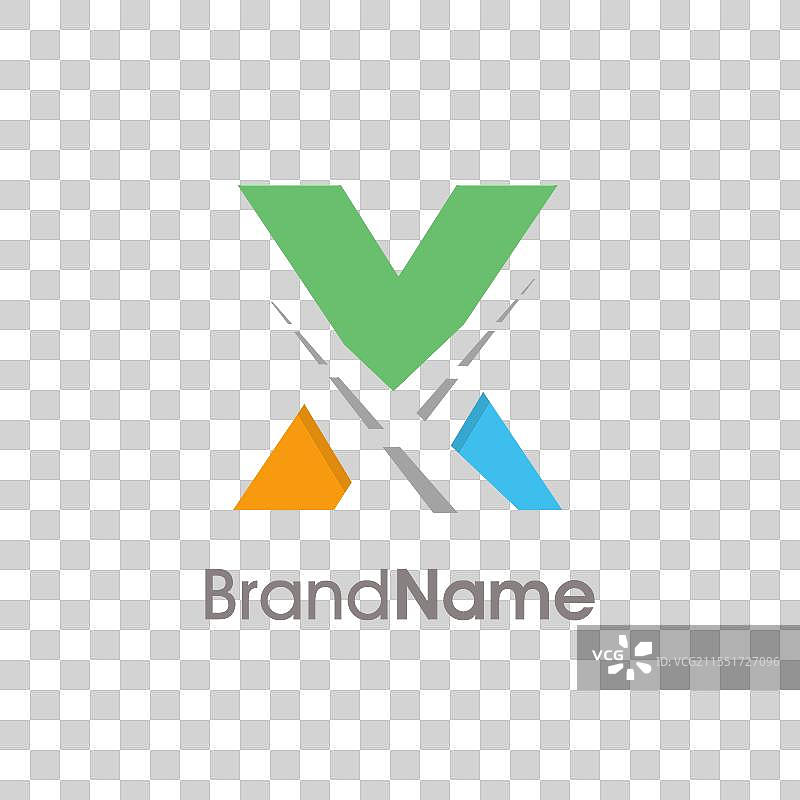 简单而色彩丰富的字母X双车道标志图片素材