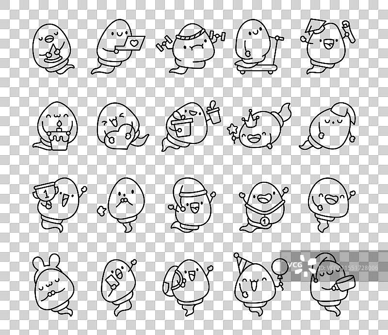 一组可爱的卡通精子角色图片素材