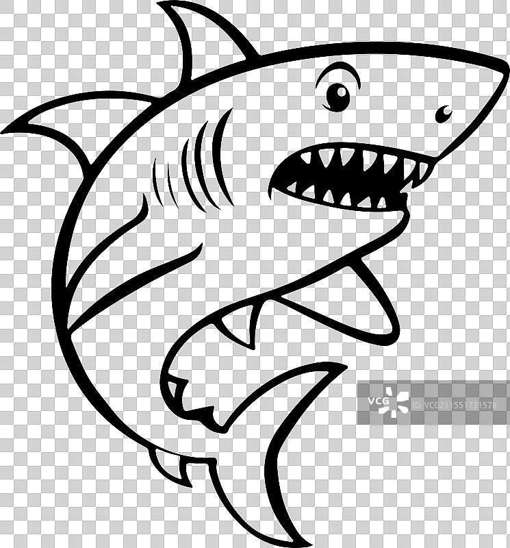 愤怒鲨鱼剪影艺术图片素材