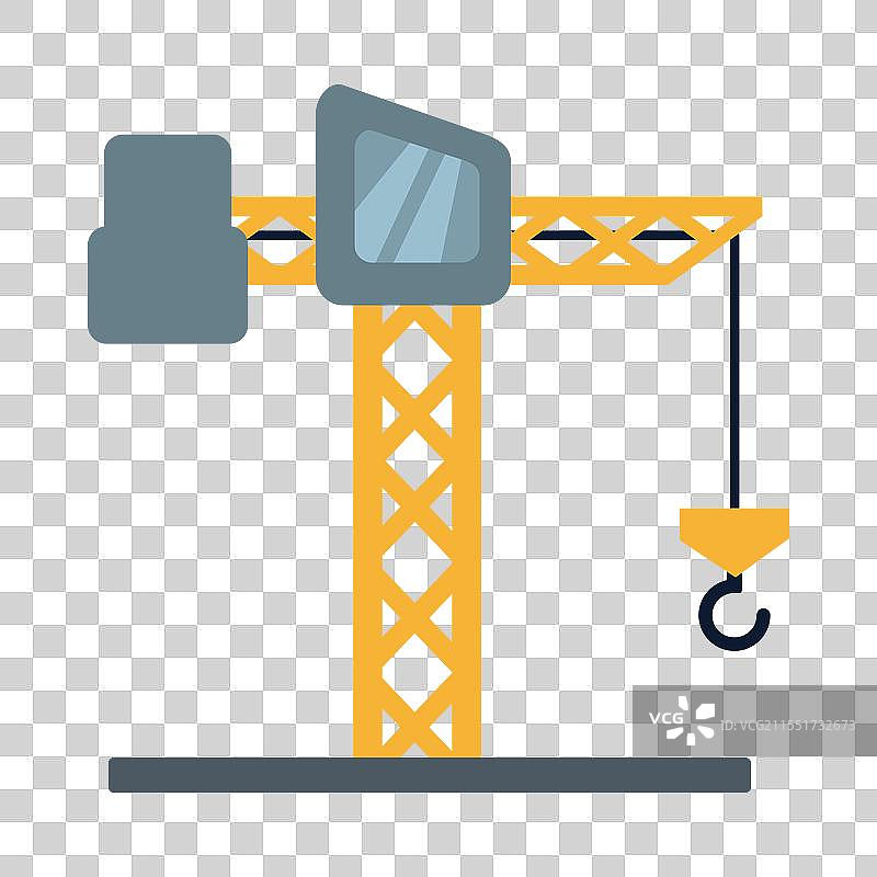 一台带有高塔和臂架的建筑起重机图片素材