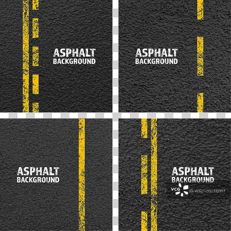 沥青路面上有黄色裂纹车道标记图片素材