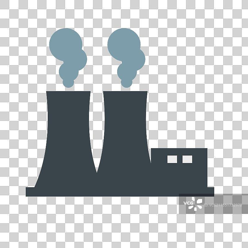 风格化的核电站图标，带有两个塔楼图片素材