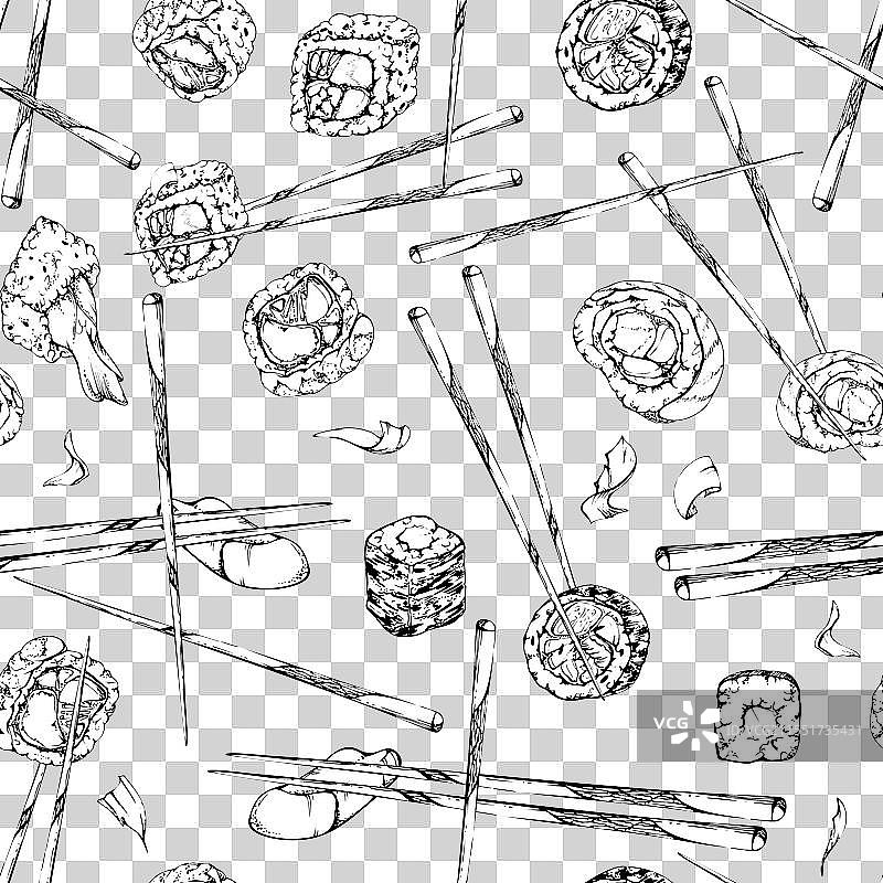 加州卷和费城卷的日本寿司图片素材