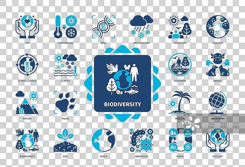 生物多样性实心图标集图片素材