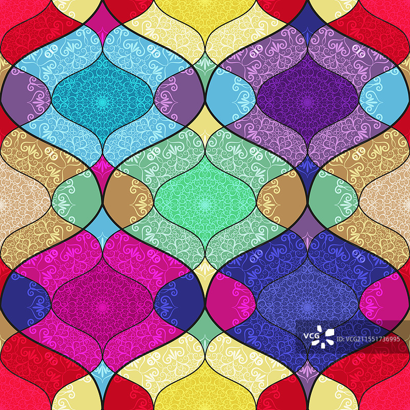 无缝几何彩色复古图案与图片素材