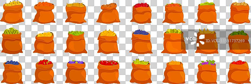 卡通新鲜水果图标套装自然风格图片素材