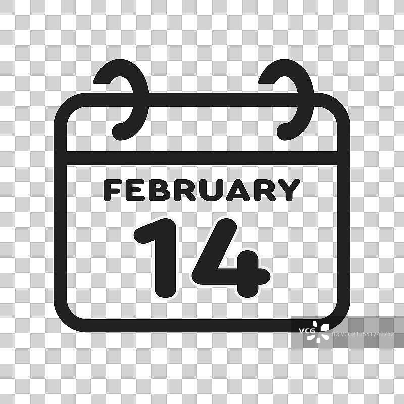 图标页面日历 - 2月14日图片素材