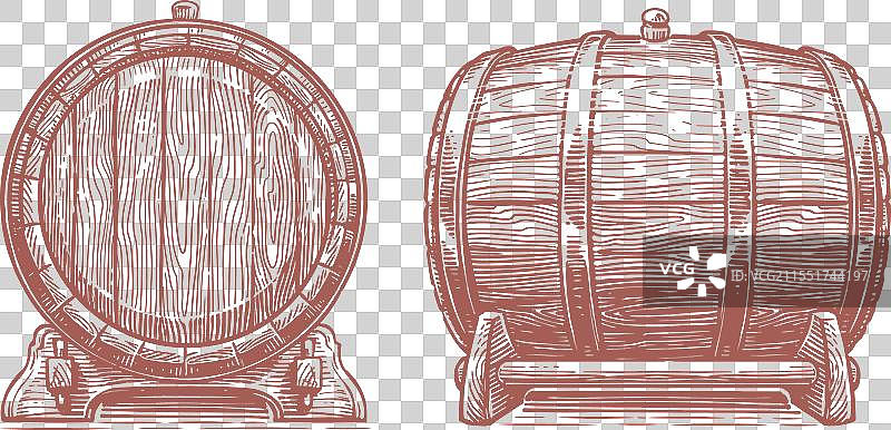 橡木桶手绘草图图片素材