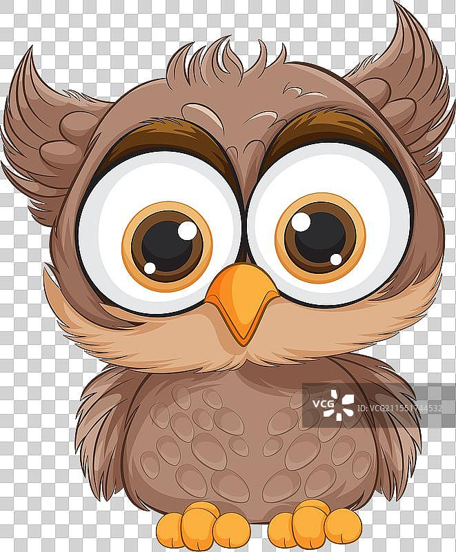 可爱的圆眼猫头鹰，毛茸茸的羽毛图片素材