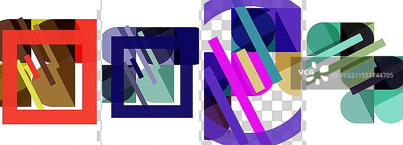 方形和圆形几何海报套装图片素材