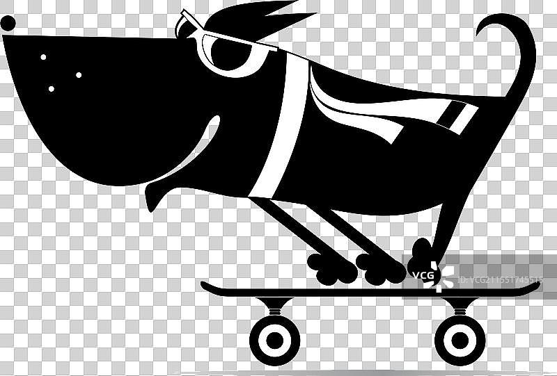 滑板的卡通狗图片素材