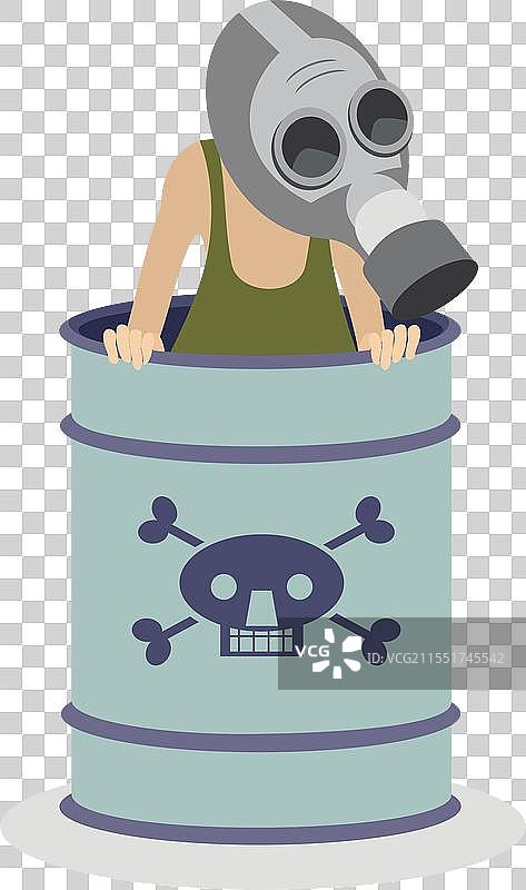 戴着防毒面具的工人图片素材