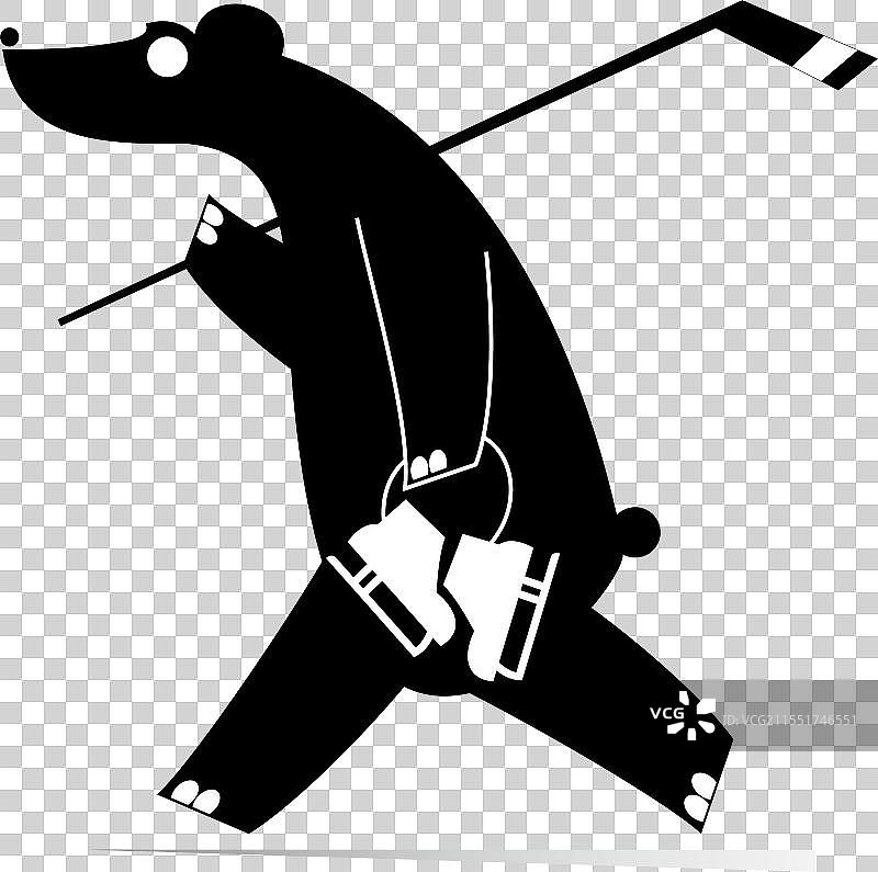 卡通熊冰球运动员图片素材