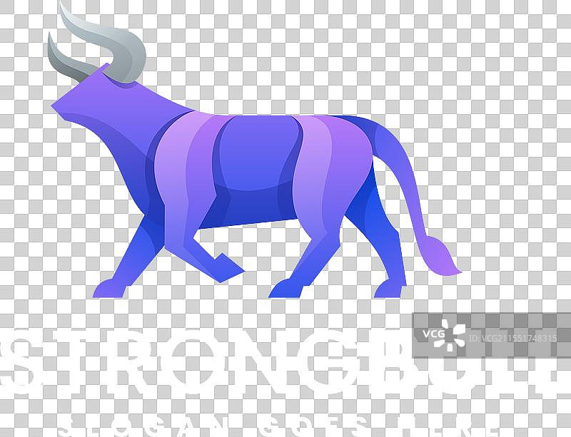 彩色渐变风格的牛标志图片素材