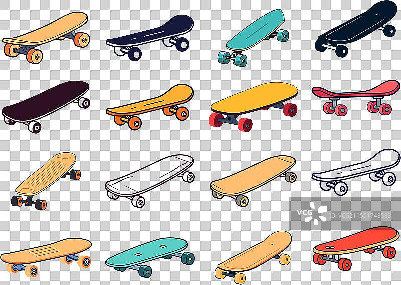 滑板图标颜色套件图片素材