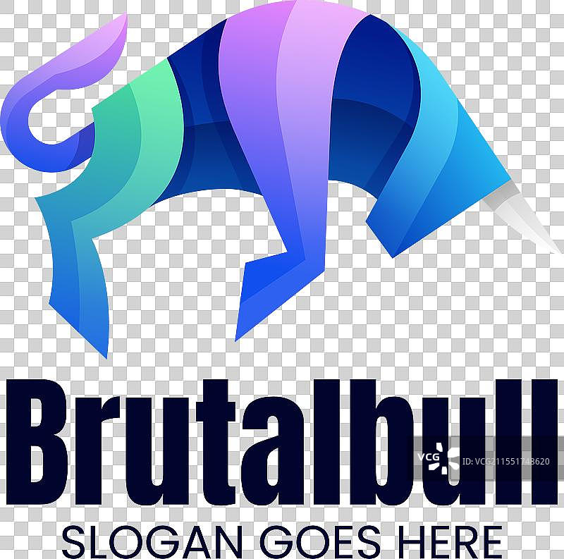 彩色渐变风格的牛标志图片素材