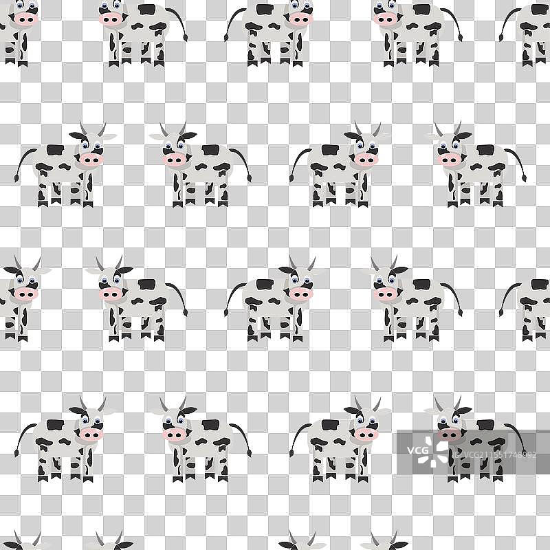 简单的无缝图案，带有可爱的卡通牛图片素材