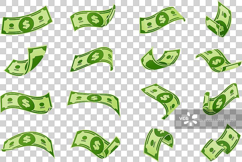 飞翔的卡通钞票美元现金纸币图片素材