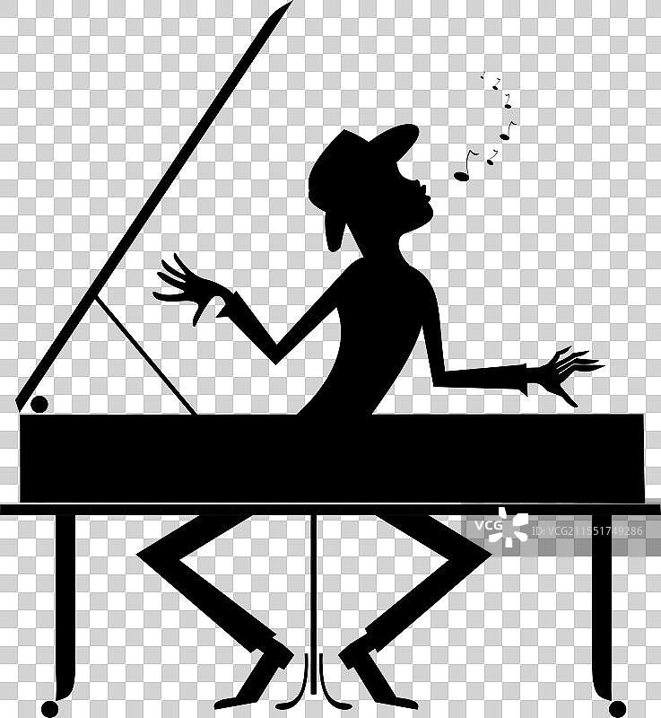 男人弹钢琴并唱歌图片素材