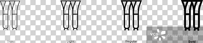 卡尔科特图标，细体、常规体和粗体风格图片素材