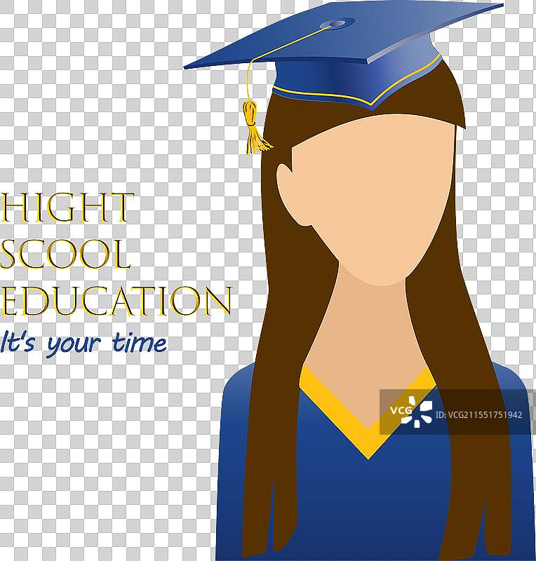 年轻女孩的毕业帽和学位袍肖像图片素材