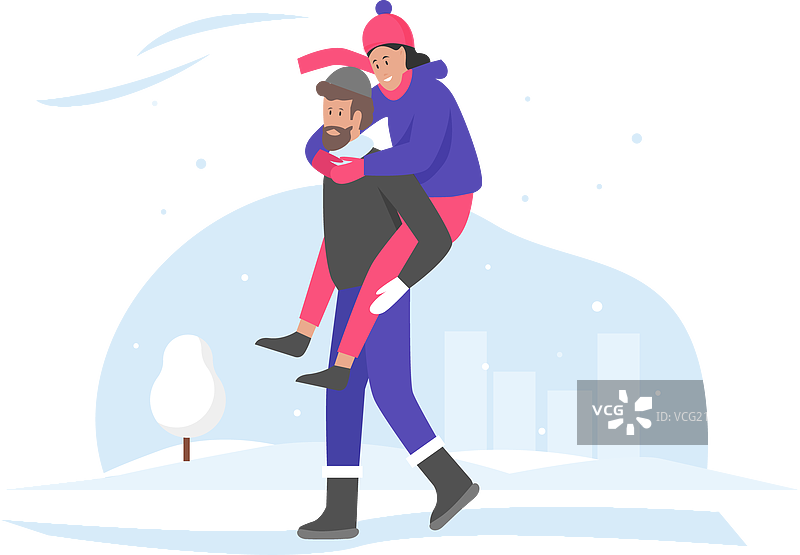 在雪天拥抱的情侣图片素材