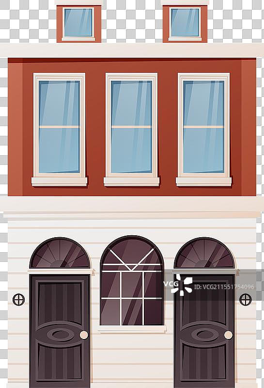 经典风格的多层建筑卡通图图片素材