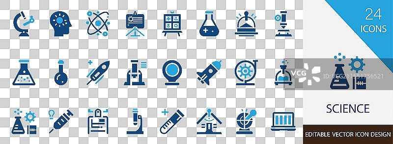 科学固体图标集图片素材